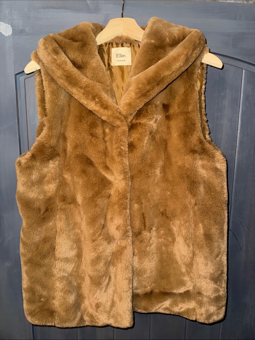 Elie Tahari Camel Faux Fur Vest